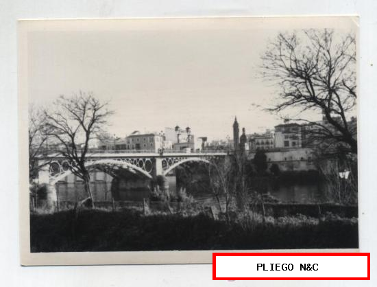 Fotografía (12,5x9) Sevilla. Puente de Isabel II. Fotógrafo Agudeló-Sevilla. Años 60-70