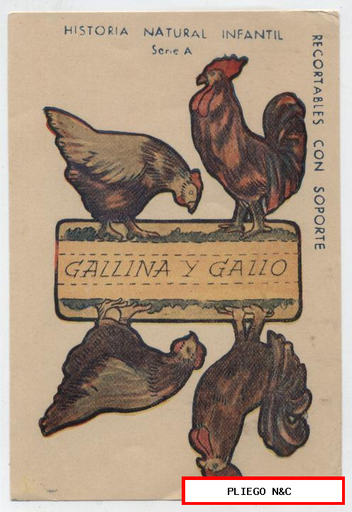 Animales Plegables. Gallina y Gallo. (12x8) Historia Natural Infantil