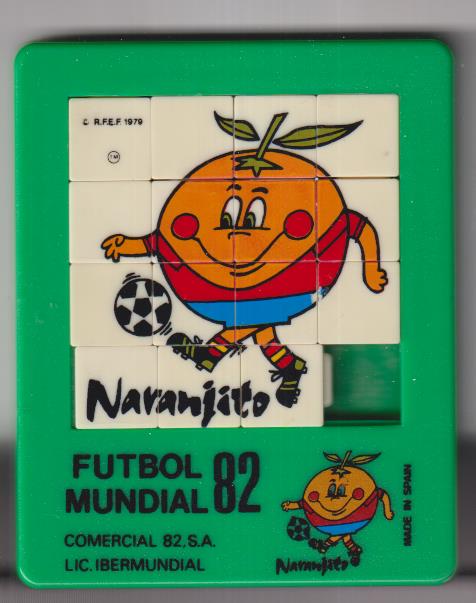 Naranjito, Juego Futbol MundiAL 82 (9x7,5 cm.) 