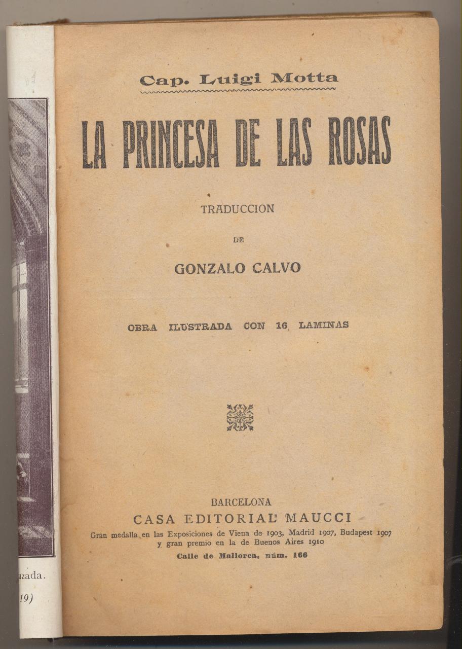 Cap. Luigi Motta. La Princesa de las rosas. Editorial Maucci 191?
