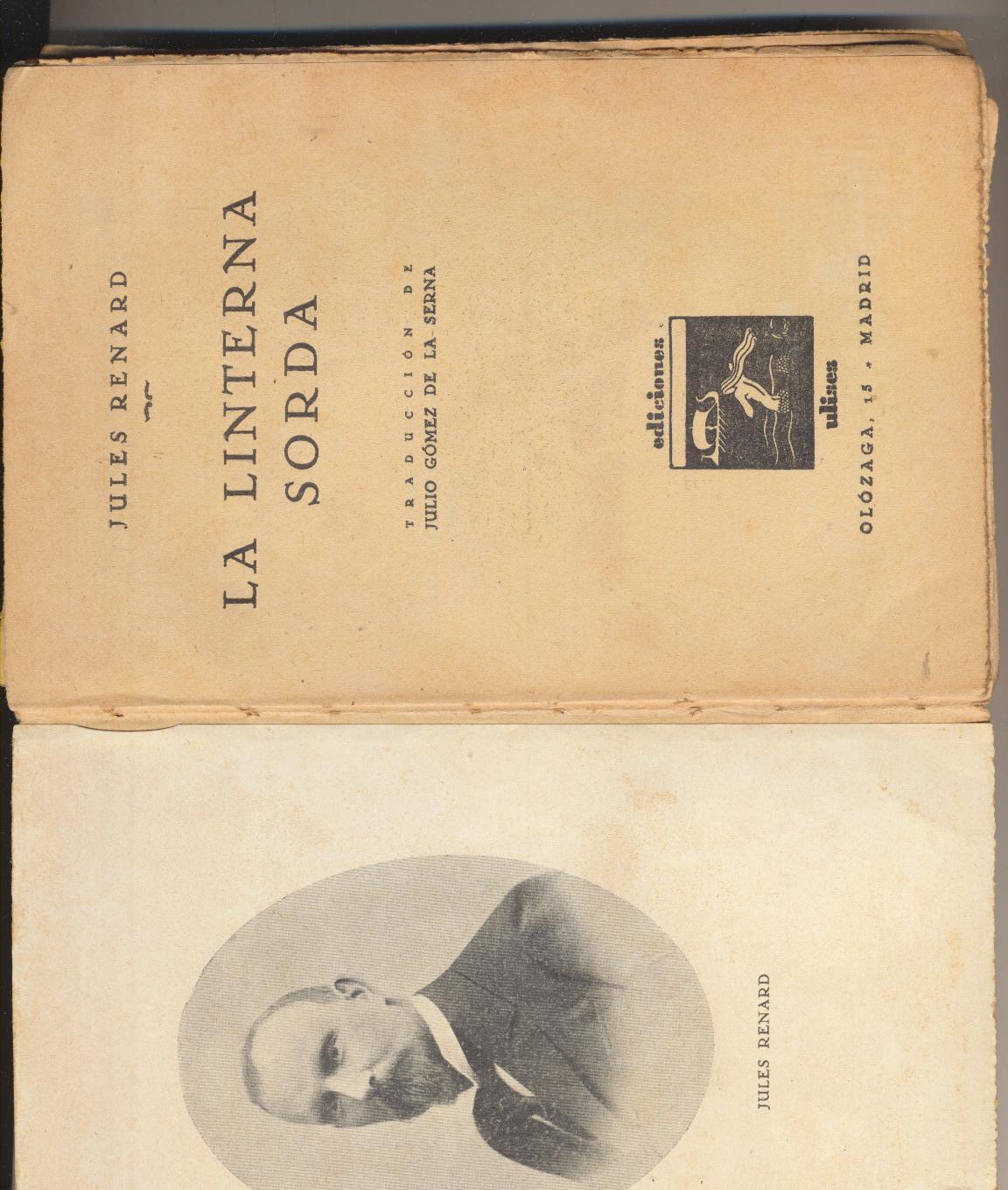 La Linterna Sorda. Jules Renard. Ediciones Ulises 1931