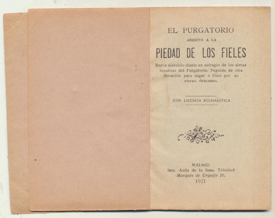 In memoriam. El purgatorio abierto a la Piedad de los Fieles. Madrid, 1921