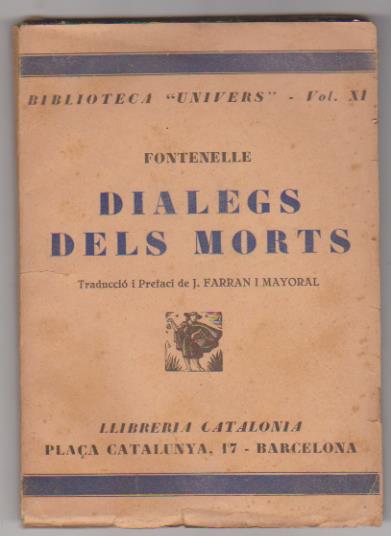 Fontenelle. Dialegs dels Morts. Llibreria Catalonia