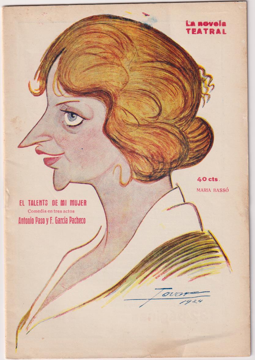 La Novela Teatral nº 391. El talento de mi mujer por A. Paso y F. García Pacheco. Año 1924