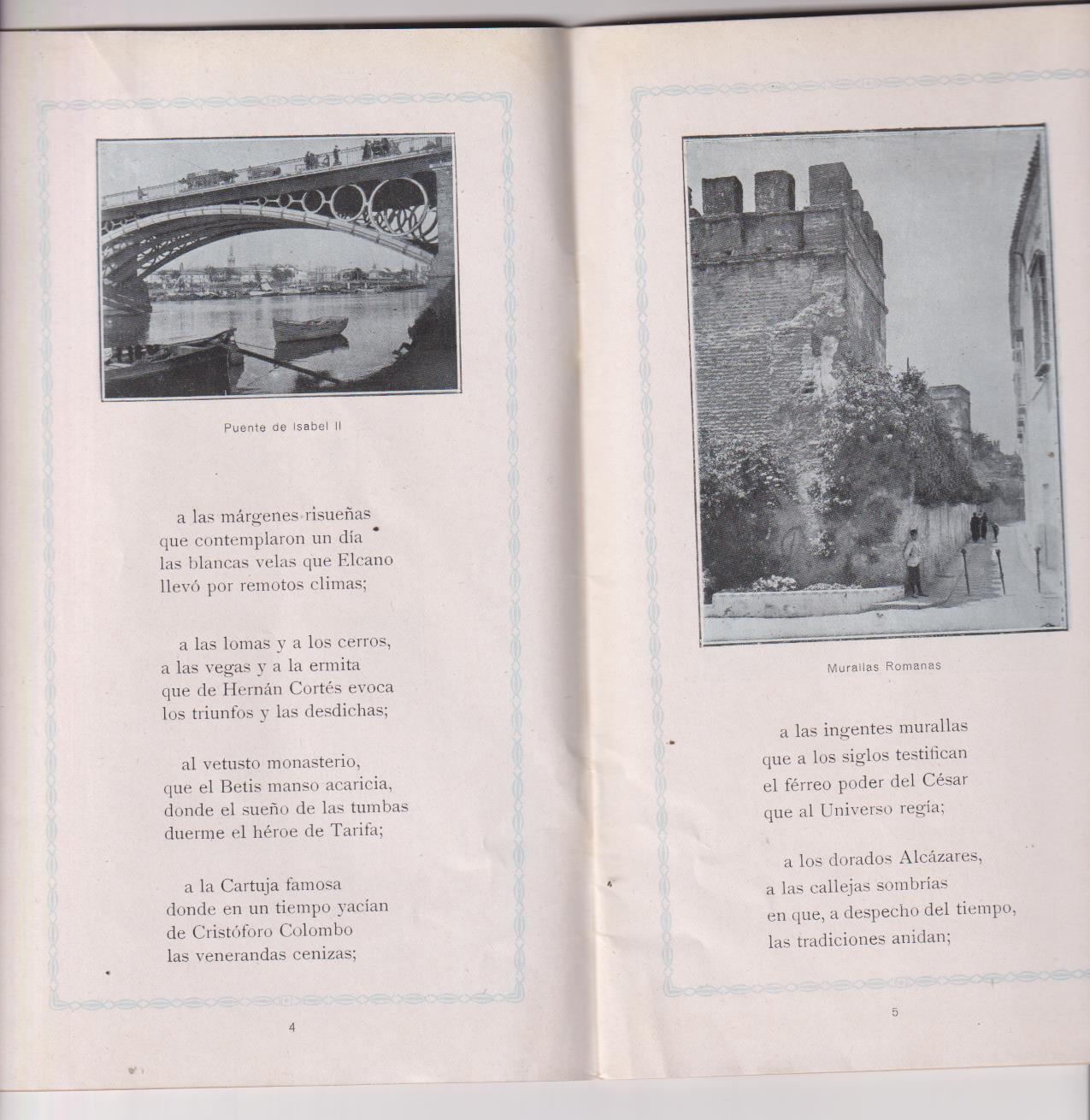 Sevilla. Poesía (1919) por Luis Montoto (17x12) 40 páginas con 29 Fotografías de Bellas vistas de Sevilla