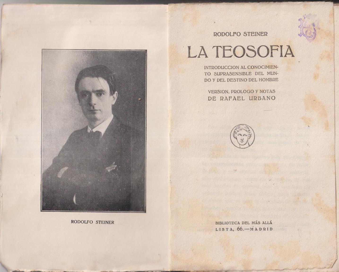 Rodolfo Steiner. La Teosofía. Biblioteca del Más Allá, Madrid (1928)