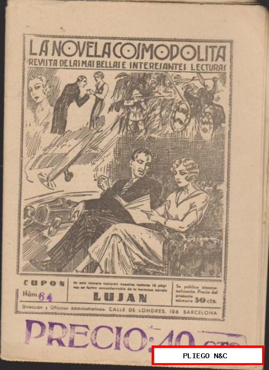 La Novela Cosmopolita nº 64. Hispano Americana 1935. Con página de historieta