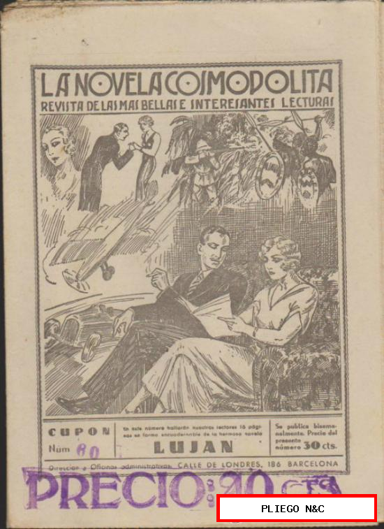 La Novela Cosmopolita nº 60. Hispano Americana 1935. Con página de historieta