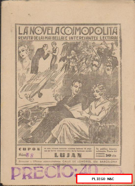 La Novela Cosmopolita nº 58. Hispano Americana 1935. Con página de historieta