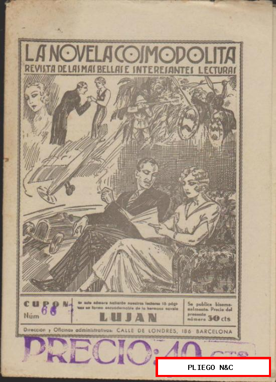 La Novela Cosmopolita nº 66. Hispano Americana 1935. Con página de historieta