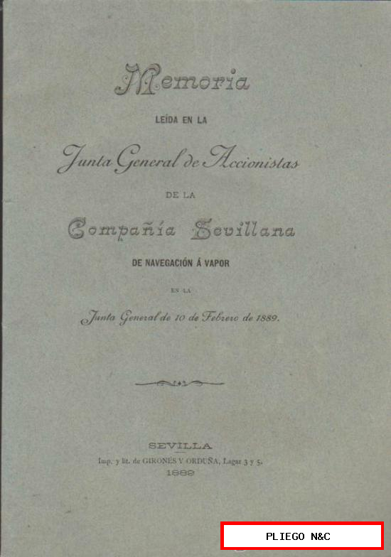 Memoria leída en la Junta General de Accionistas de la Compañía Sevilla na de Navegación