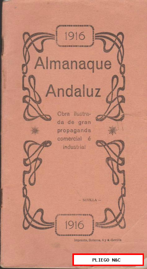 Almanaque Andaluz 1916. (22x12) 96 páginas con Vistas de Andalucía, Publicidad