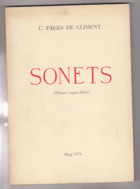 C. Fages de Climent. Sonets (Primer i segon llibre) Olot 1979