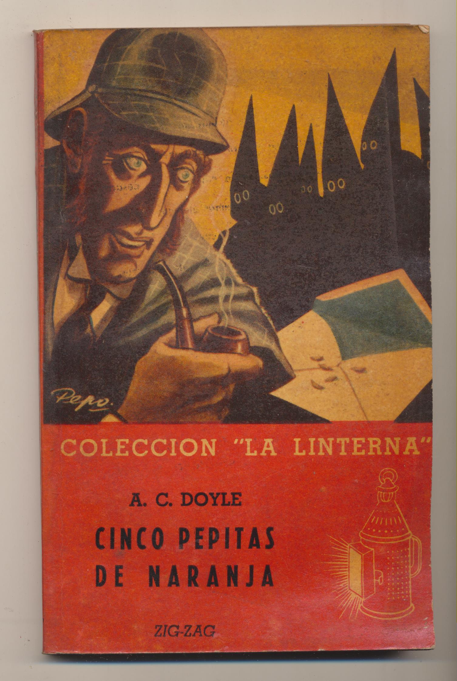 La Linterna nº 33. A. C. Doyle. Cinco pepitas de naranja. Zig-Zag, Chile 1945