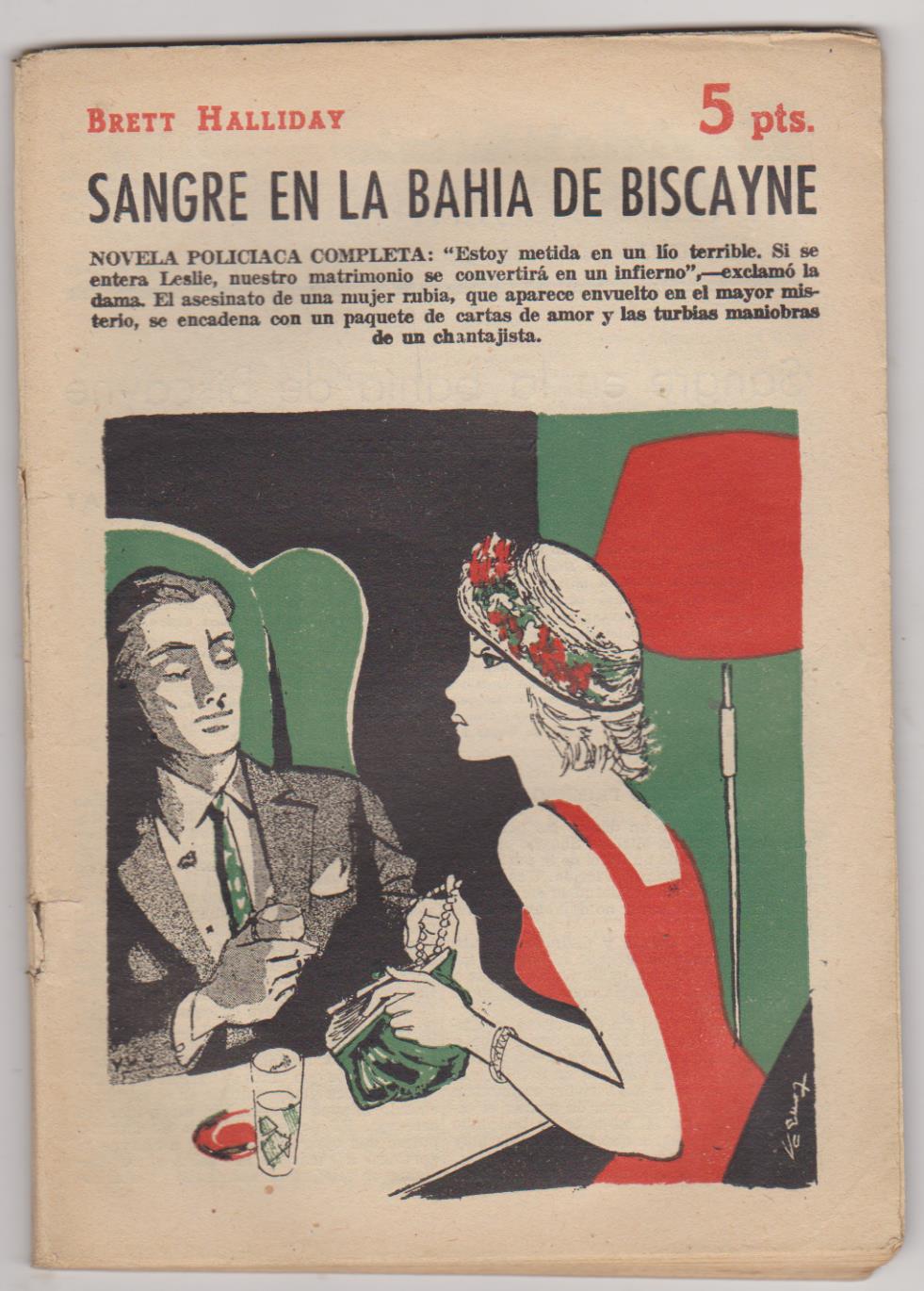 Revista Literaria nº 1433. Brett Halliday. Sangre en la Bahía de Biscayne. Año 1958