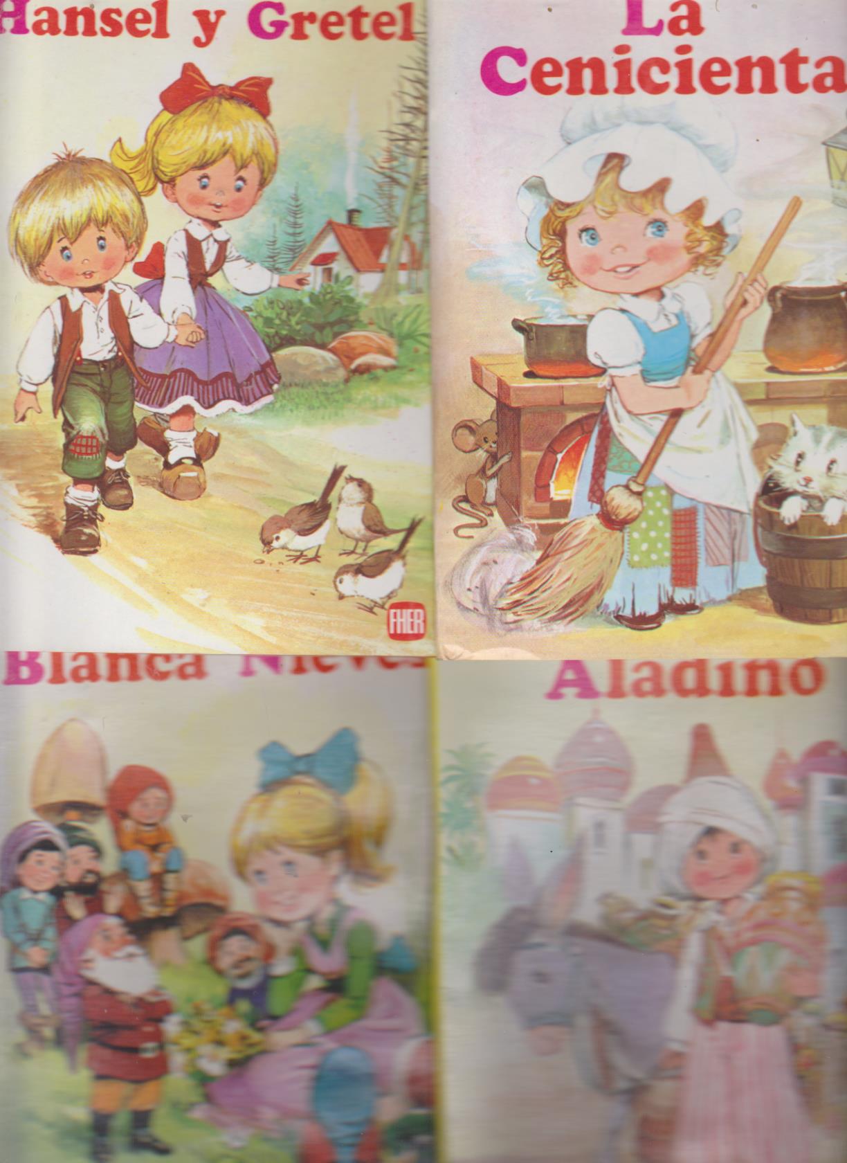 Cuentos desplegables. Colección Iris nº 1, 2, 3 y 4. La Cenicienta, Hansel y Gretel, Aladino y Blanca Nieves. Fher