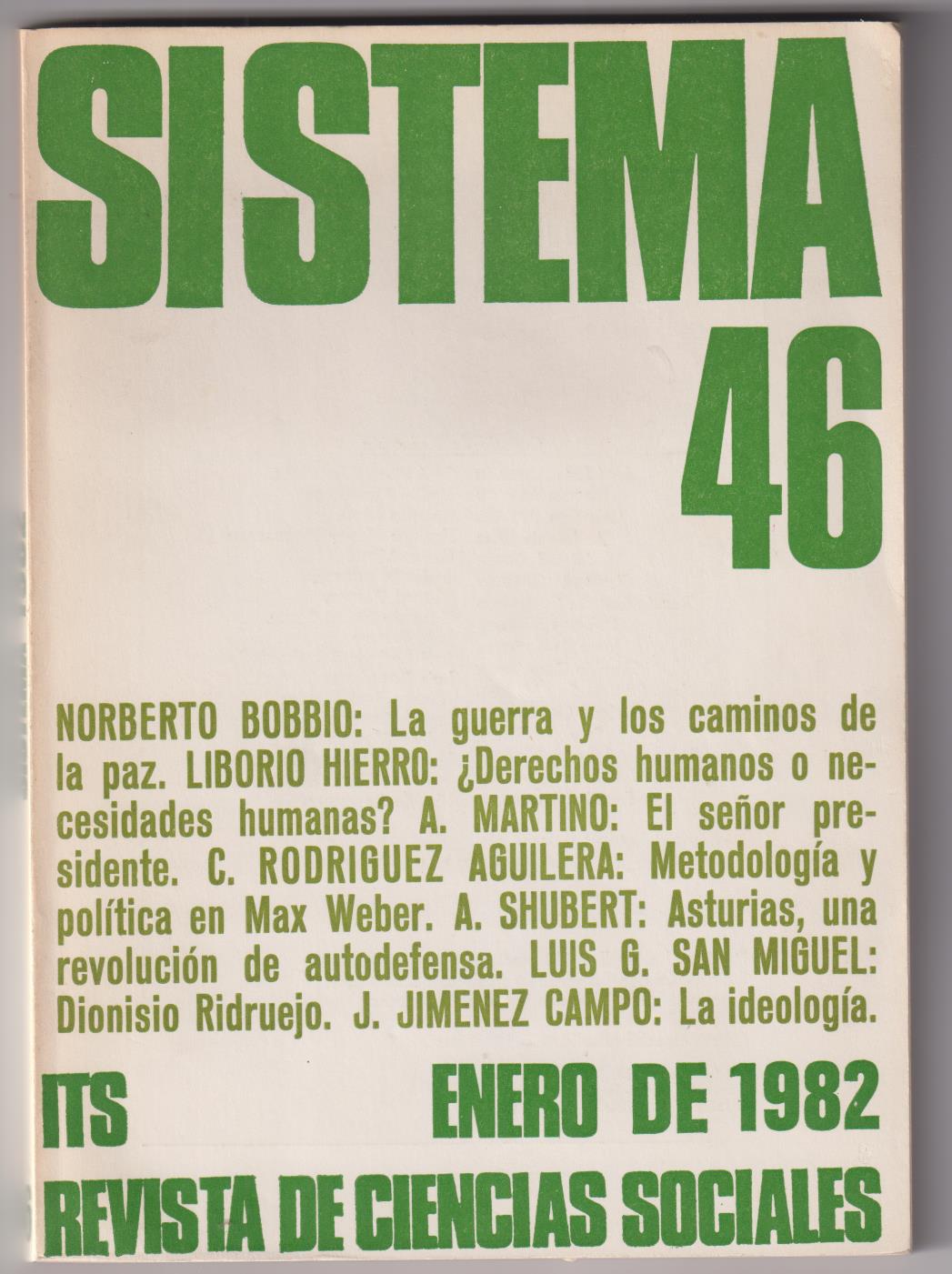 Sistema 46. Revista de Ciencias Sociales. Enero 1982