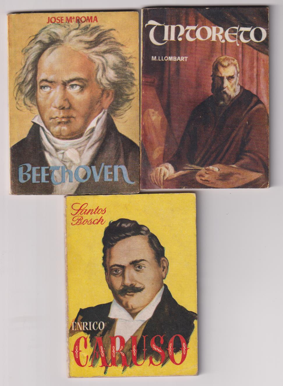 Enciclopedia Pulga. Lote de 3 ejemplares: 1, 48, y 353. Caruso, Beethoven y Tintoreto