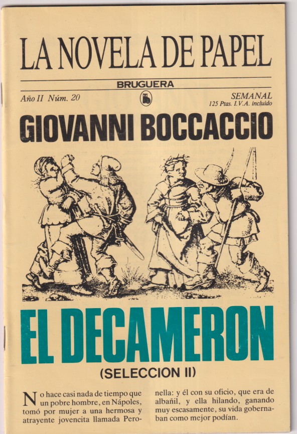 La Novela de Papel nº 20. El Decamerón por Giovanni Boccaccio. 1ª Edición Bruguera m1986. sin usar