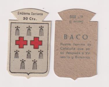 Emblema Auxilio Social. Corriente 30 Cts. Serie B nº 222. BACO