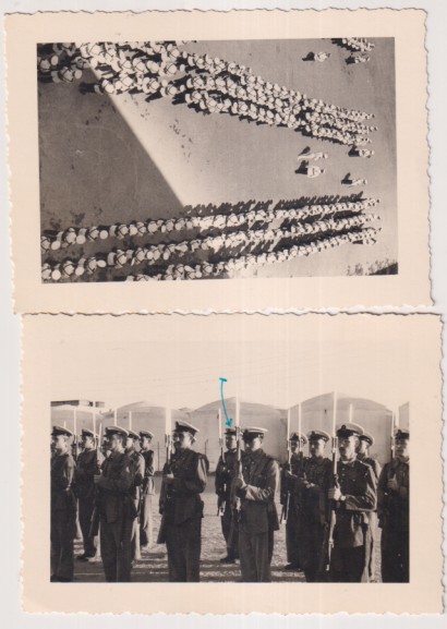 LOte de 2 Fotografías. Infantería de Marina. Instrucción en El llano San Fernando (Cádiz) año 1955. Foto malet