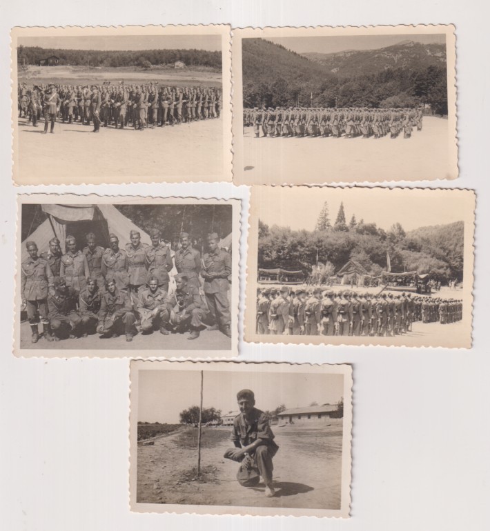 Lote de 5 Fotografía (8,5x6,5 c.) de Campamento. Años 50