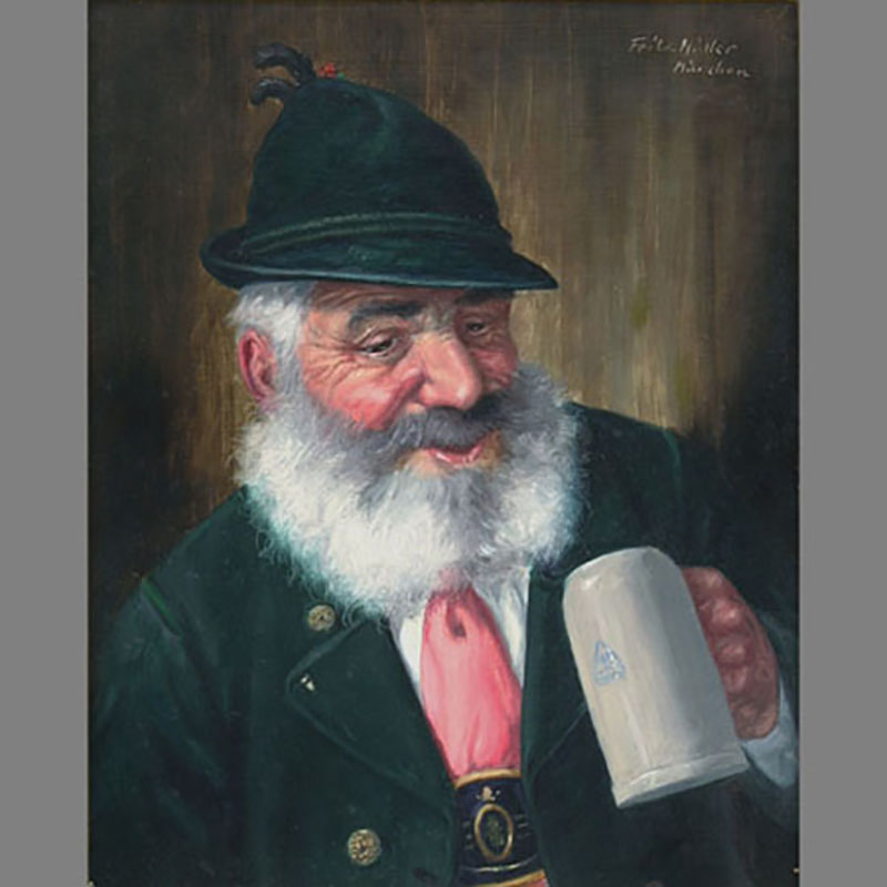 Fritz Müller (Alemán 1879). Personaje con jarra de cerveza/ Figure with a beerstein