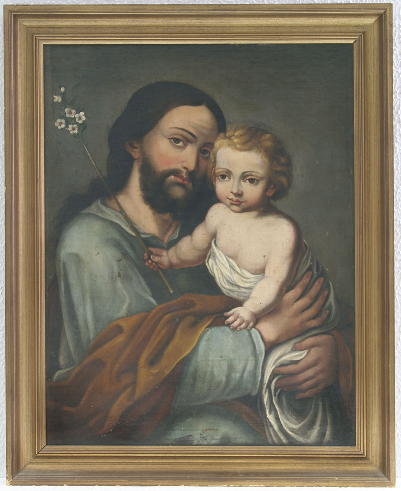 Escuela Española. Siglo XVII-XVIII. San José con el niño Jesús