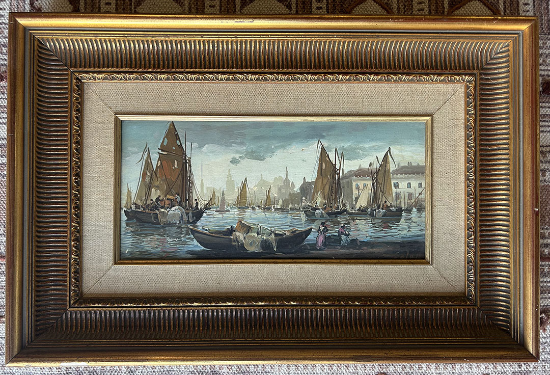 'Barcos de pesca'. Óleo sobre lienzo. Firmado 'Soler'