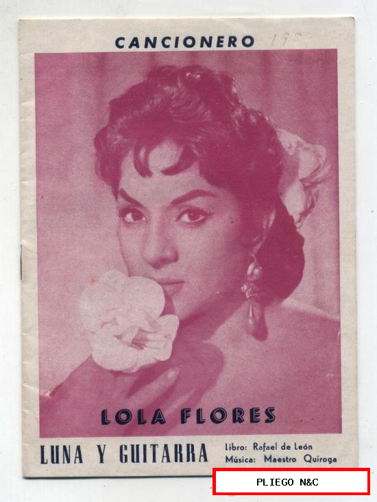 Lola Flores. Folleto Cancionero de Luna y Guitarra
