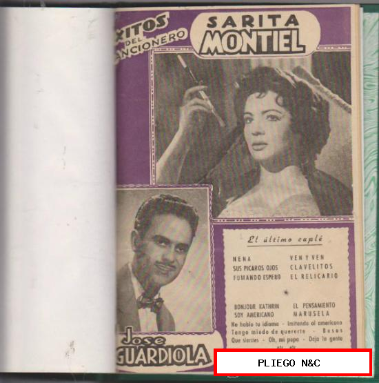Cancionero de Sarita Montiel y José Guardiola. Encuadernado en un tomo de lujo