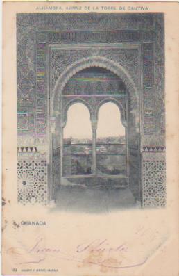 Granada. Alhambra. Aljimez de la Torre de Cautiva. Hauser y Menet. Franqueado y Fechado en 1902 con sello Edifil 241