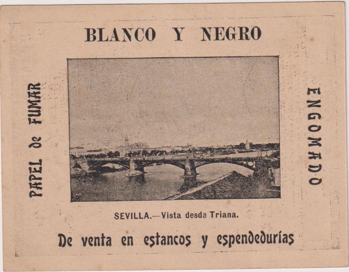 Sevilla. Vista desde Triana. Publicidad papel de Fumar Blanco y Negro