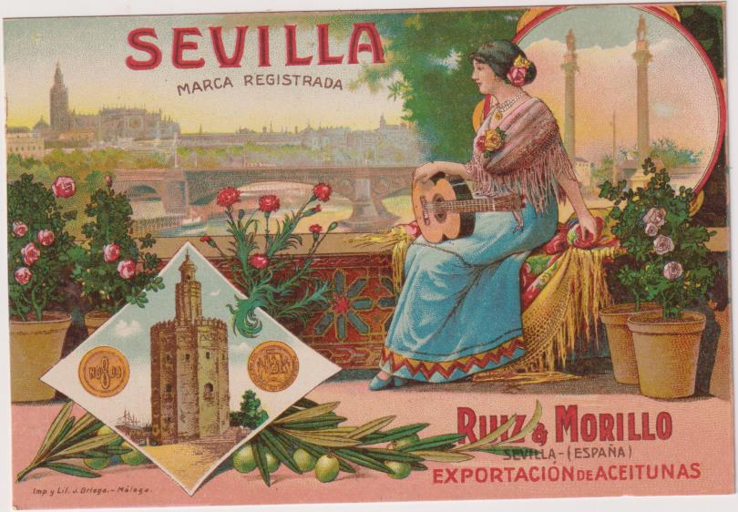 Postal Publicitaria. Sevilla.- Ruiz Morillo, Exportación de Aceitunas