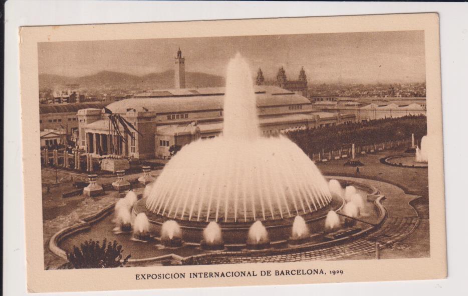 Postal Exposición Internacional Barcelona 1929. Fuente Monumental. Amatller