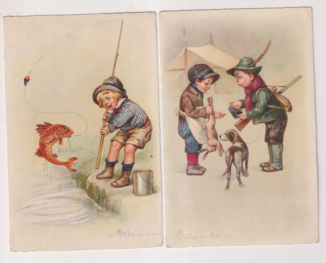 Lote de 2 postales italianas. Dedicadas y fechadas al dorso. Barcelona 28-9-1929