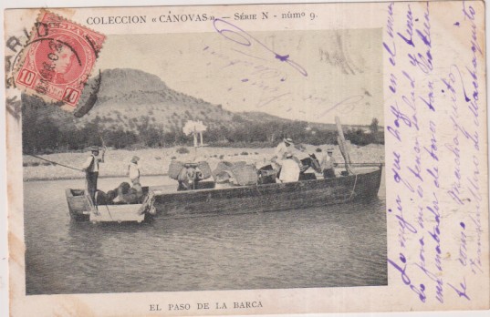 Colección Cánovas. Serie N nº 9. El paso de la barca. Franqueado y Fechado en Madrid, El 10 de Abril de 1902. Raro con esta fecha