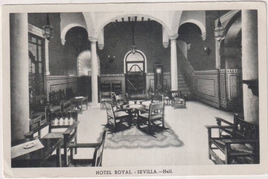 Hotel Royal. Sevilla.- Hall. Huecograbado Fournier. Sin usar