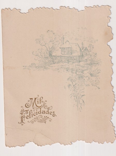 Mil Felicidades. Antigua postal (Cartulina 14,5x11,5 cm) Troquelada. Sin usar