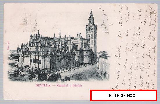 Sevilla. Catedral y Giralda. Franqueado y fechado en Sevilla en 1902
