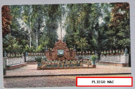 Sevilla. Parque María Luisa-Glorieta de los Hermanos Quinteros. C.R.S. 9. Fechado en 1928