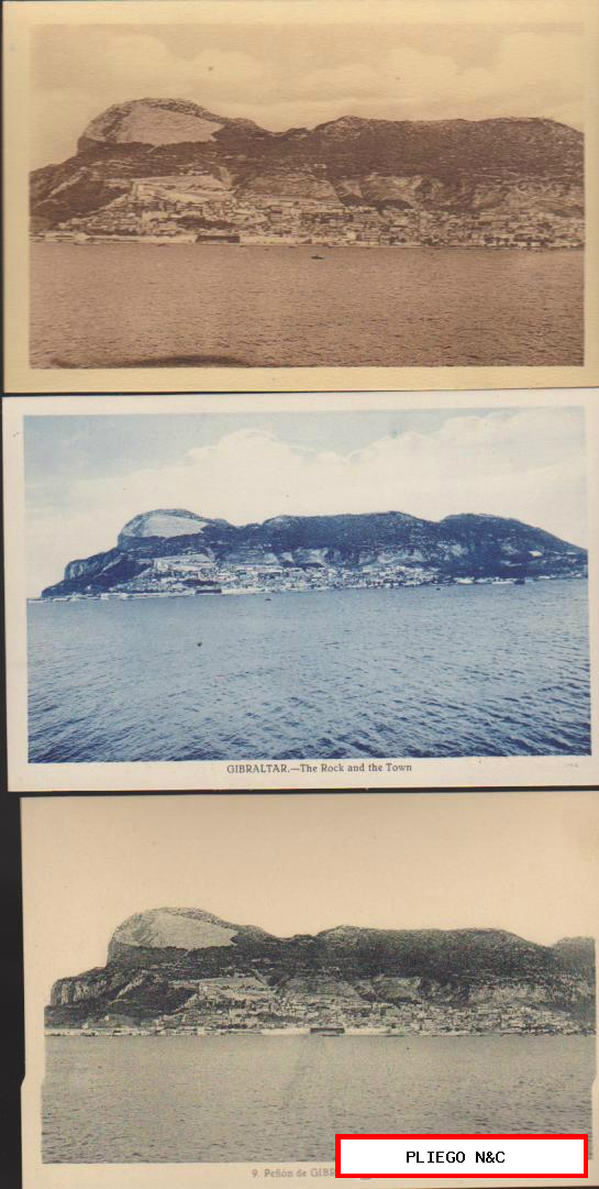 Peñón de Gibraltar. (3 postales) L. Roisin y Edición Ruflo