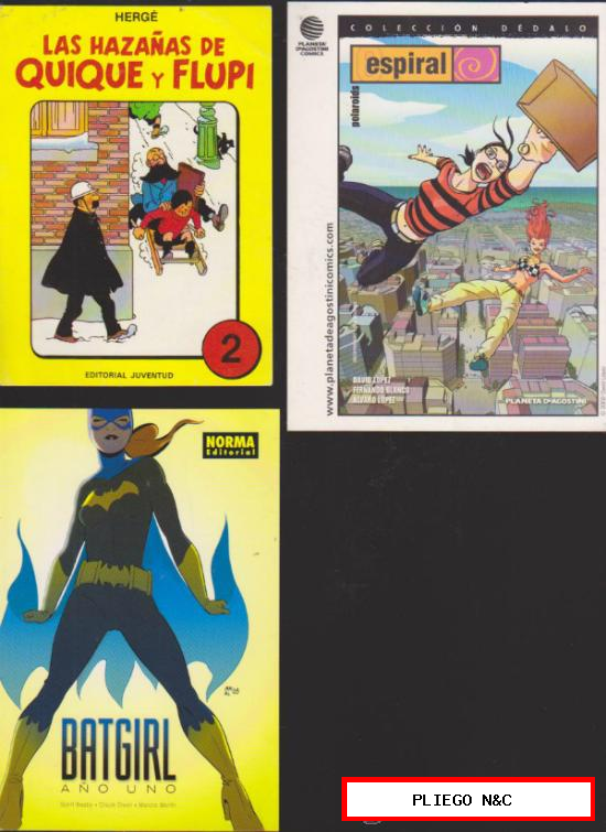 Lote de 3 postales: Batgirl, Espiral y las Hazañas de Quique y Flupi