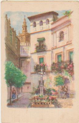 Postal Sevilla. Plaza de Santa Marta. Escrita al dorso