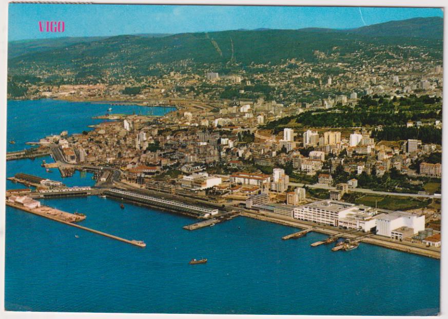 Vigo. Vista aérea. Franqueado y fechado en 1971