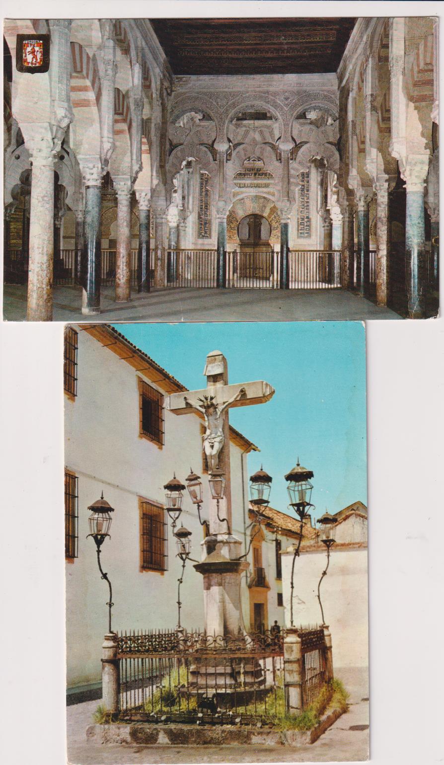 Córdoba. Lote de 2 postales. Cristo de los Faroles y Mezquita-Catedral