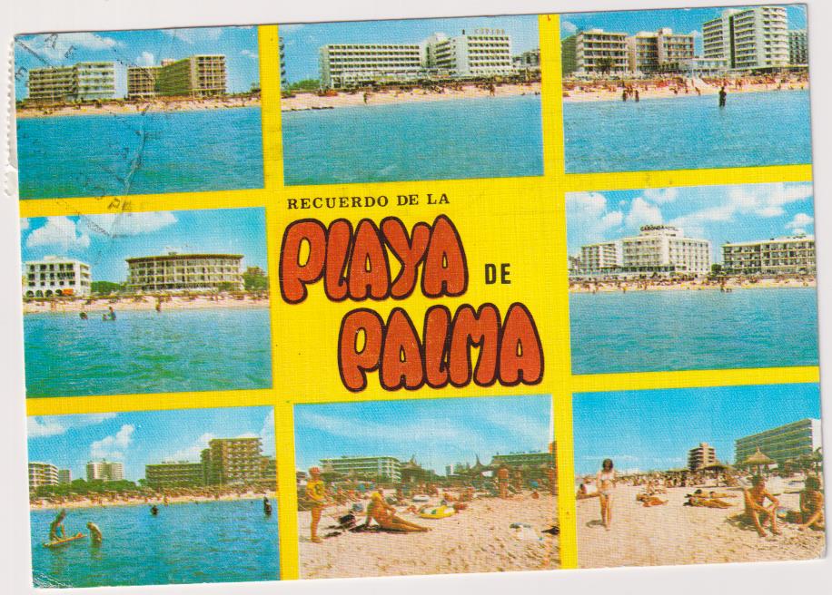 Recuerdo de la Playa de Palma. Franqueada y fechada al dorso