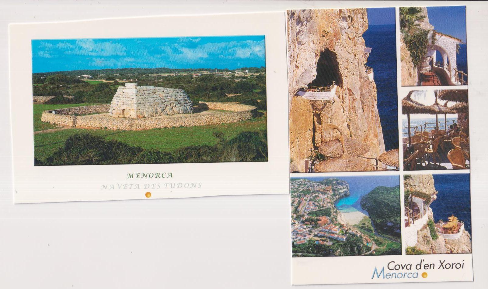 Menorca. 2 Postales: Naveta des Tudons y Cova d´en Xoroi