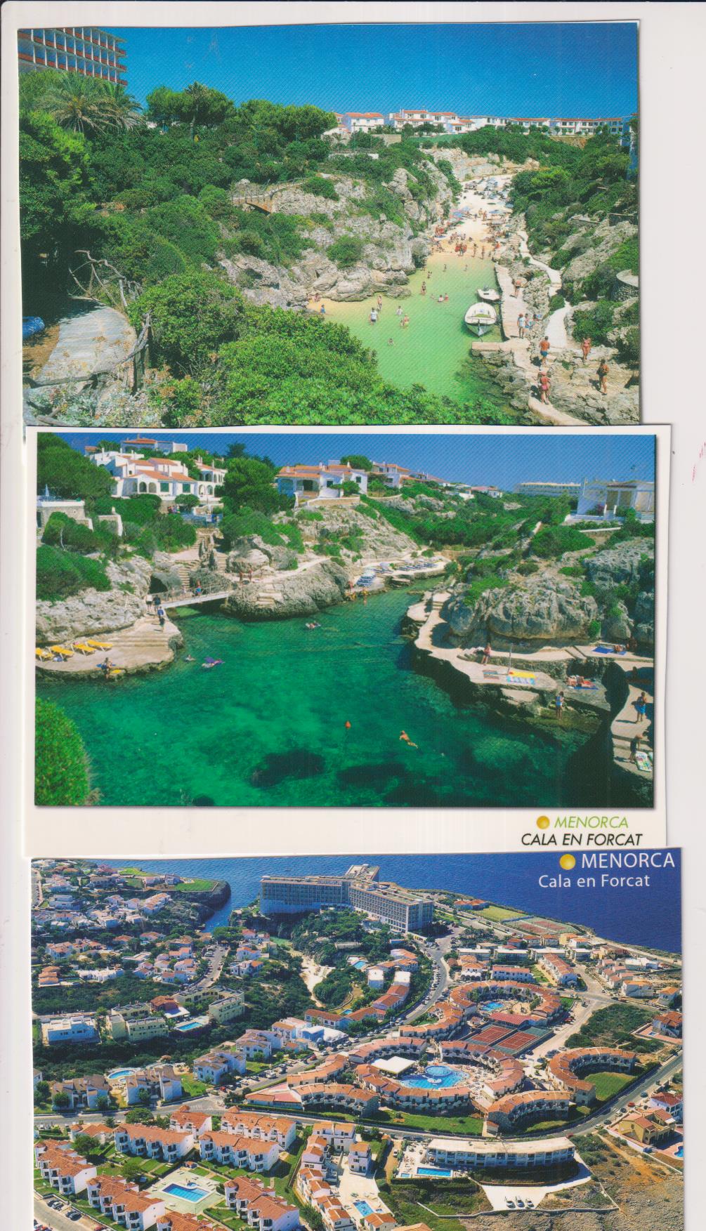 Menorca. Lote de 3 Postales de Cala en Forcat