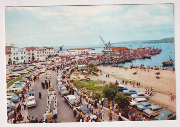 Costa Brava. Palamós. serie 5-16. Procesión de la virgen del Carmen. Escrita al dorso (1963)